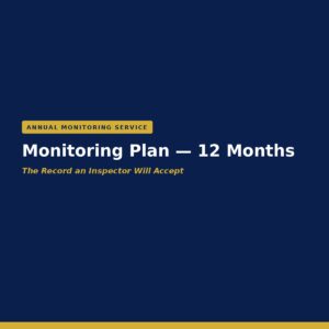 Monitoring Plan, 12 months — annual alerts, logging and compliance reporting